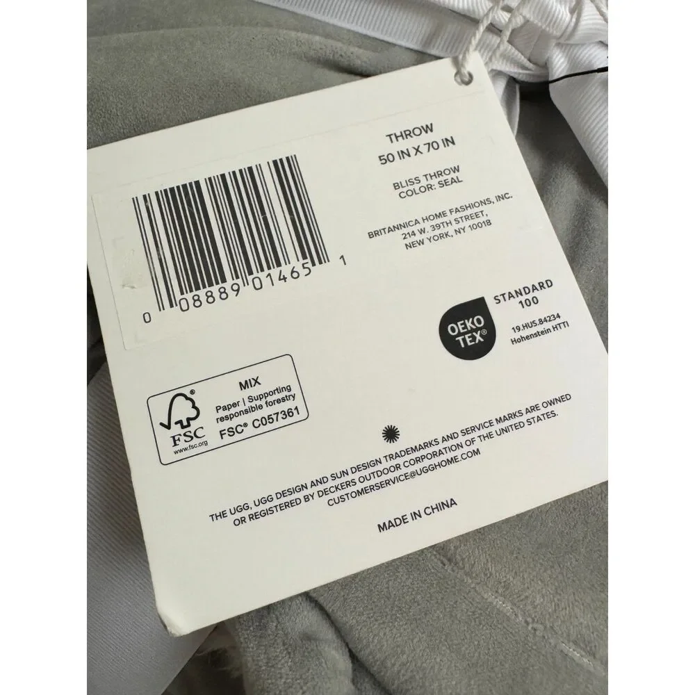 Ugg Home Bliss Sherpa Microfleece Accent Throw Gray Cream Cozy Warm 50x70 NEW